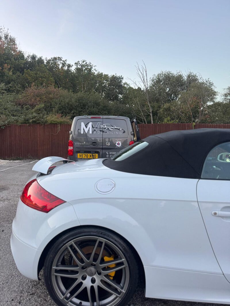 Audi TT detailed at home beside the MV Detailing mobile valeting van