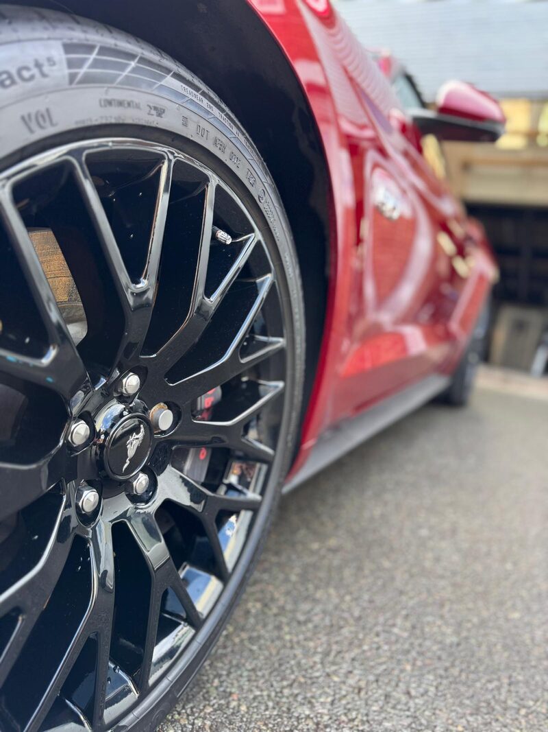 Ford Mustang alloy wheel cleaned and dressed by MV Detailing