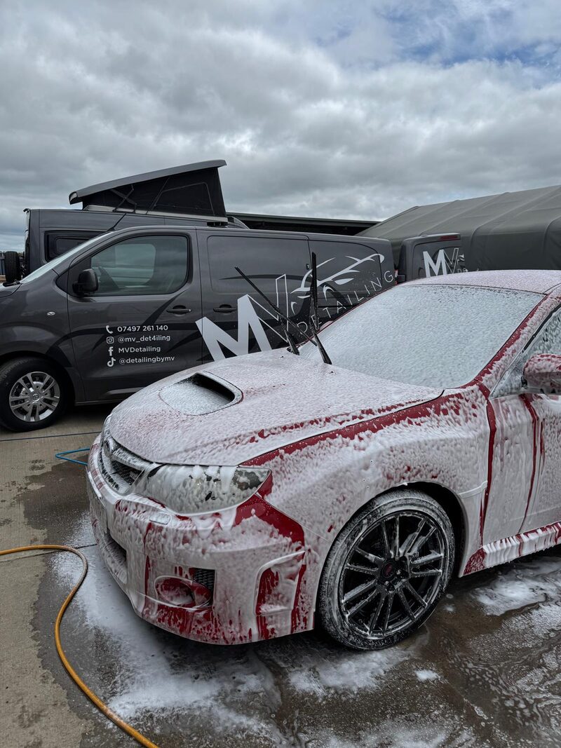Snow foam prewash on the driveway by MV Detailing in Solihull