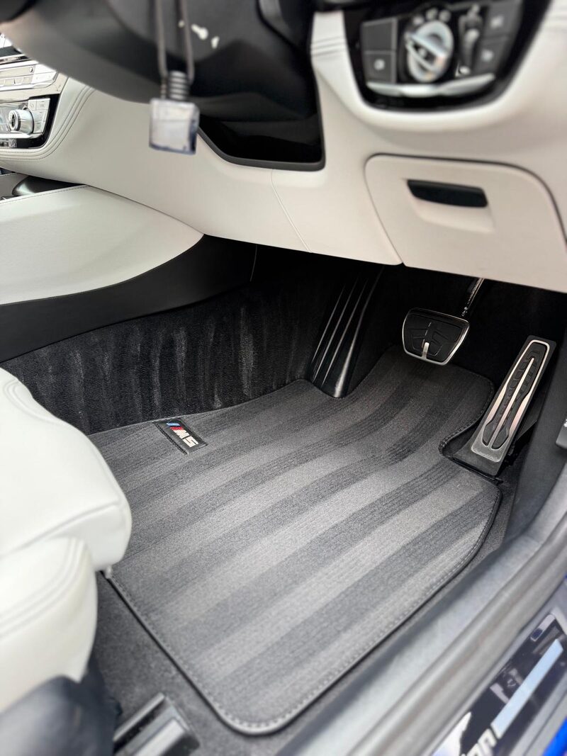 White leather cabin mats and footwells by MV Detailing in Warwick