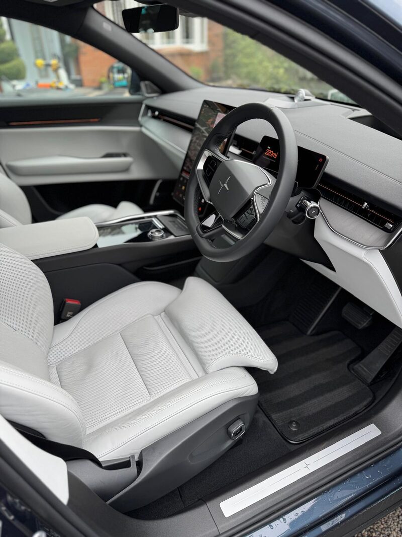 White leather cabin interior detail by MV Detailing in Coventry